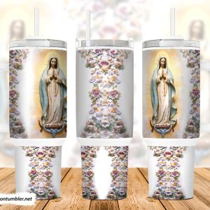 3D Virgin de Guadalupe Custom Stanley Quencher 40oz Stainless Steel Tumbler With Handle