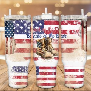 America Land Of The Free dCustom Stanley Quencher 40oz Stainless Steel Tumbler With Handle