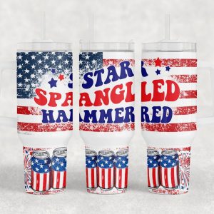 American Flag Custom Stanley Quencher 40oz Stainless Steel Tumbler With Handle