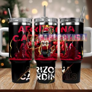 Arizona Cardinals Custom Stanley Quencher 40oz Stainless Steel Tumbler With Handle