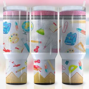 Back To School Custom Stanley Quencher 40oz Stainless Steel Tumbler With Handle