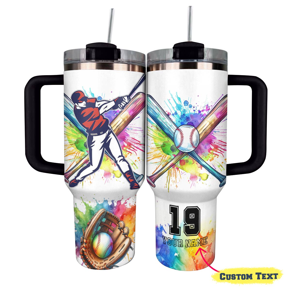 Baseball Custom Stanley Quencher 40oz Stainless Steel Tumbler With Handle