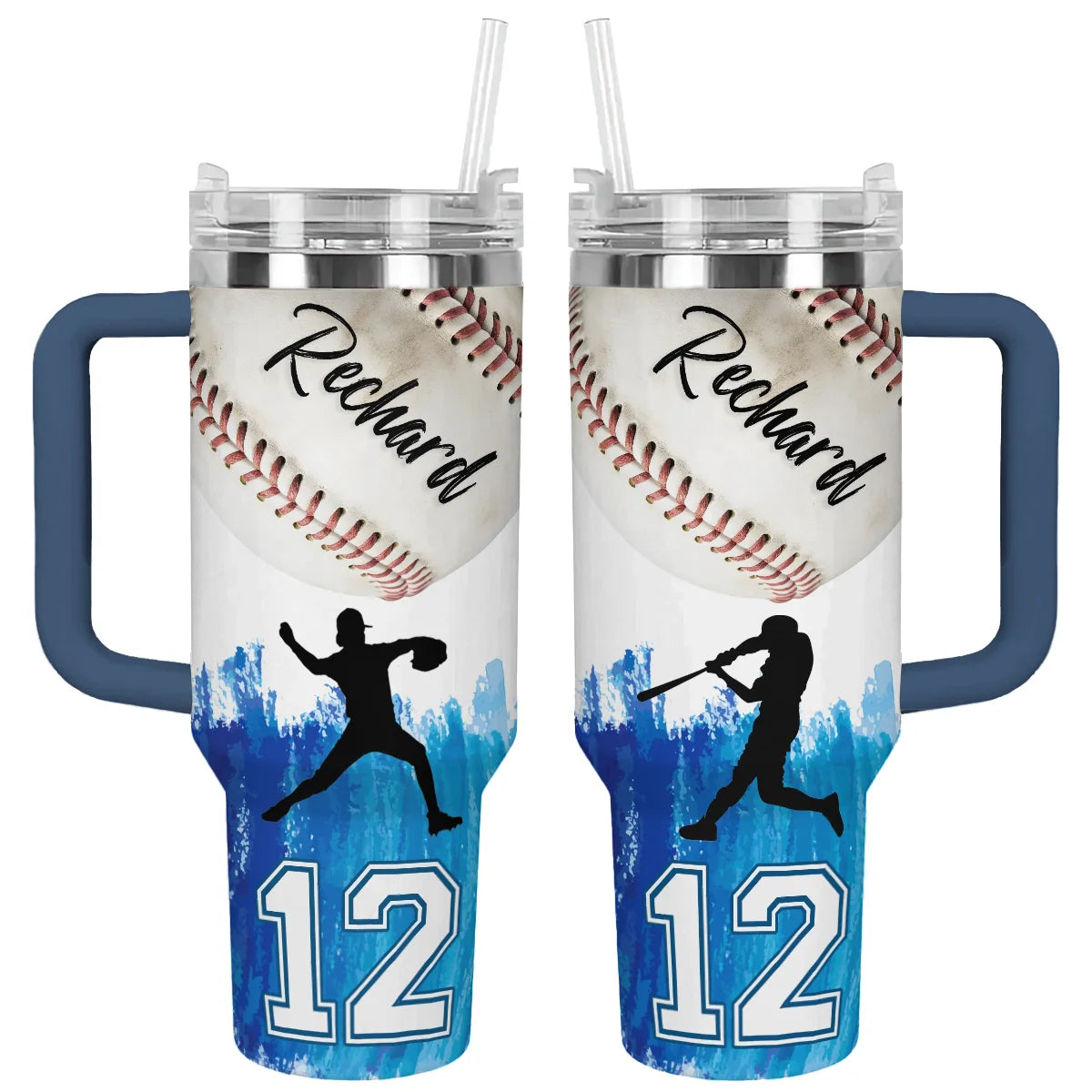 Baseball Custom Stanley Quencher 40oz Stainless Steel Tumbler With Handle