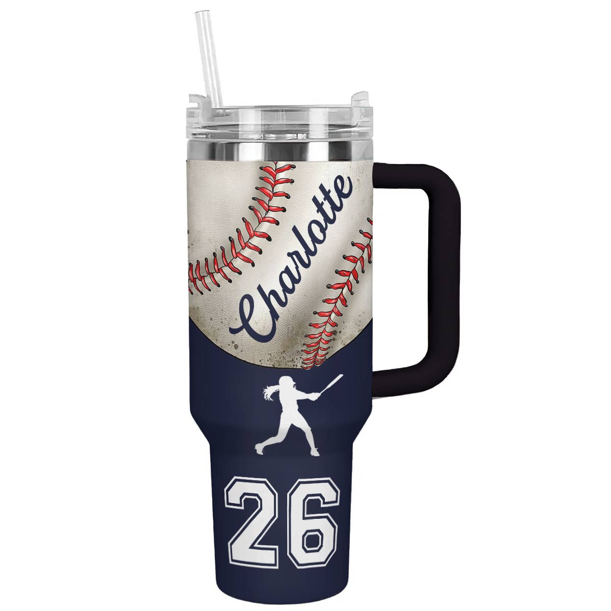 Baseball Custom Stanley Quencher 40oz Stainless Steel Tumbler With Handle
