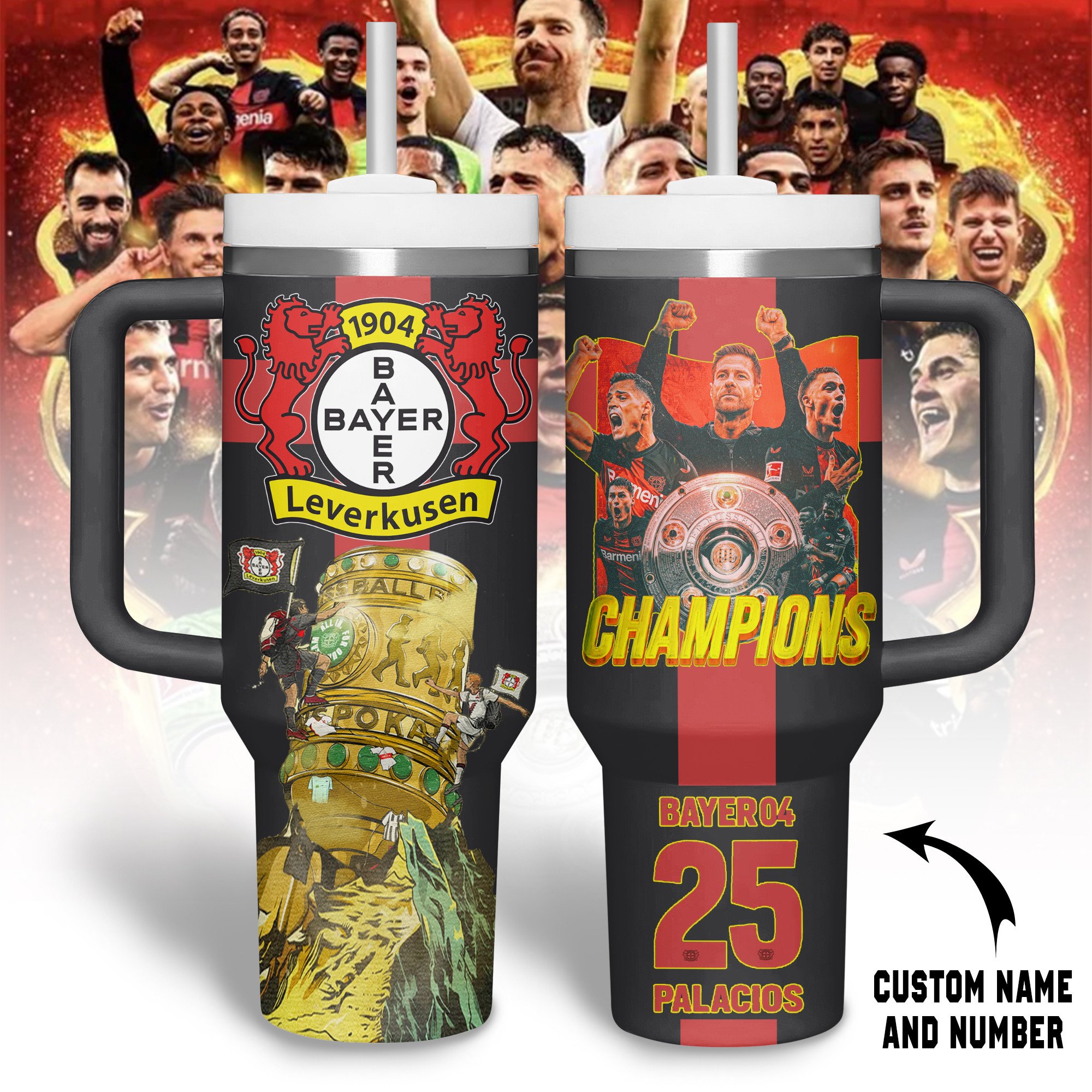 Bayer 04 Leverkusen Bundesliga Custom Stanley Quencher 40oz Stainless Steel Tumbler