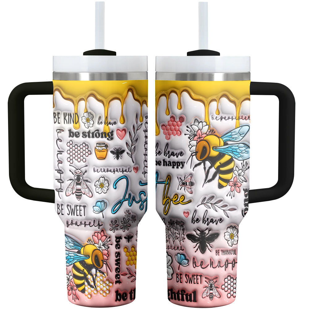 Bee Custom Stanley Quencher 40oz Stainless Steel Tumbler With Handle