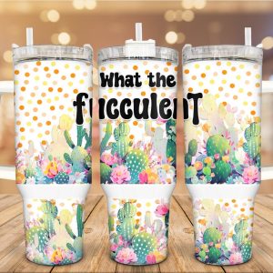 Blooming Fucculent Custom Stanley Quencher 40oz Stainless Steel Tumbler With Handle