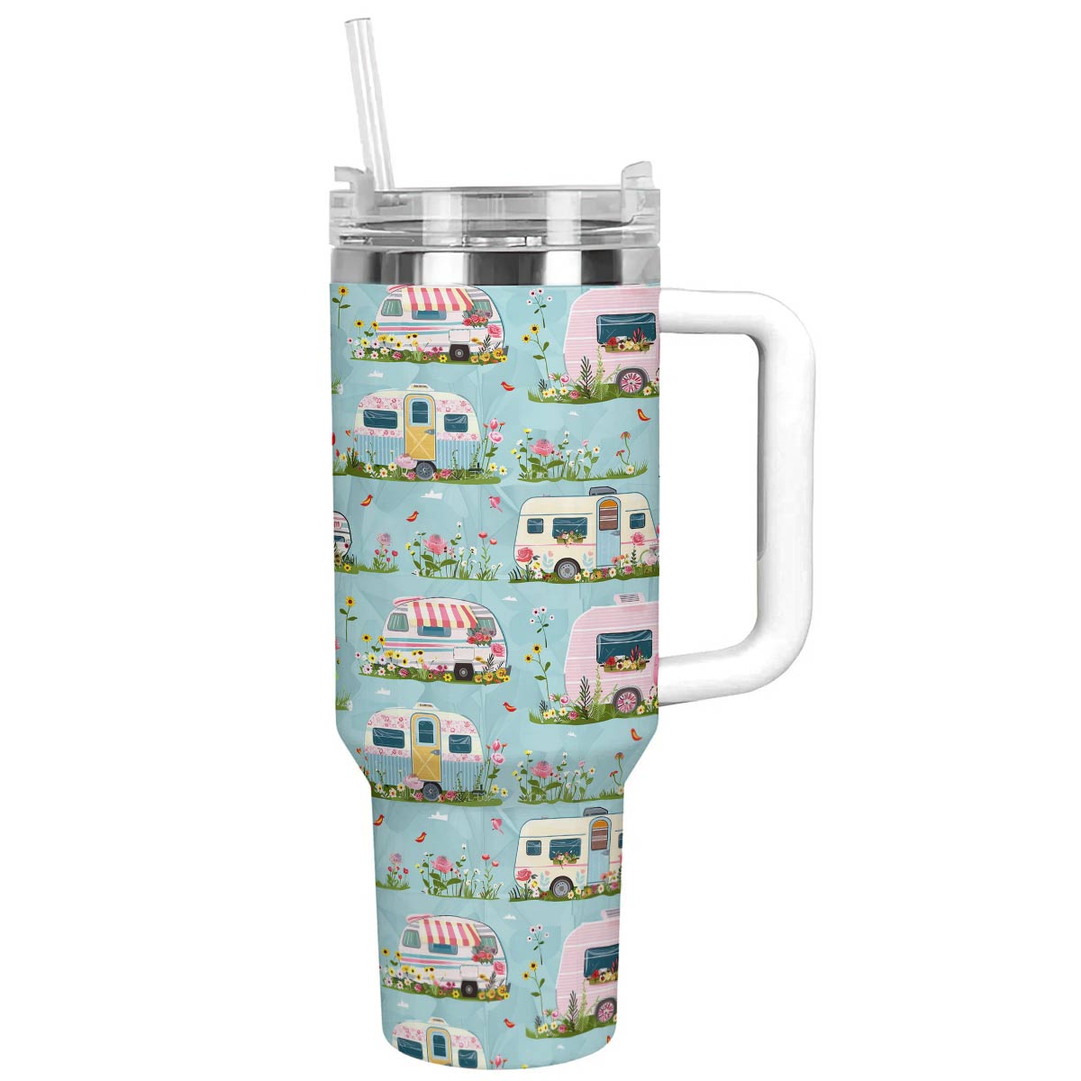 Camp Custom Stanley Quencher 40oz Stainless Steel Tumbler With Handle