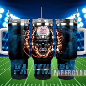Carolina Panthers Custom Stanley Quencher 40oz Stainless Steel Tumbler With Handle