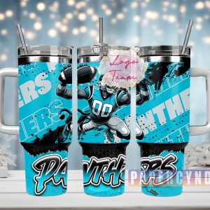 Carolina Panthers Custom Stanley Quencher 40oz Stainless Steel Tumbler With Handle