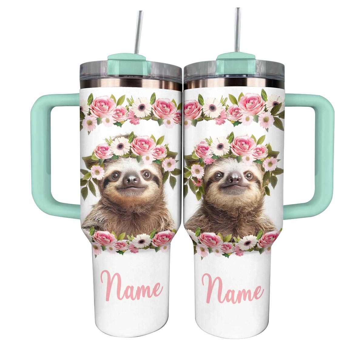 Charming Sloths Custom Stanley Quencher 40oz Stainless Steel Tumbler With Handle