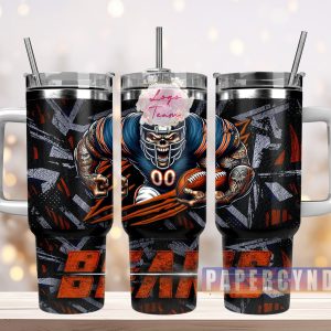Chicago Bears Custom Stanley Quencher 40oz Stainless Steel Tumbler With Handle