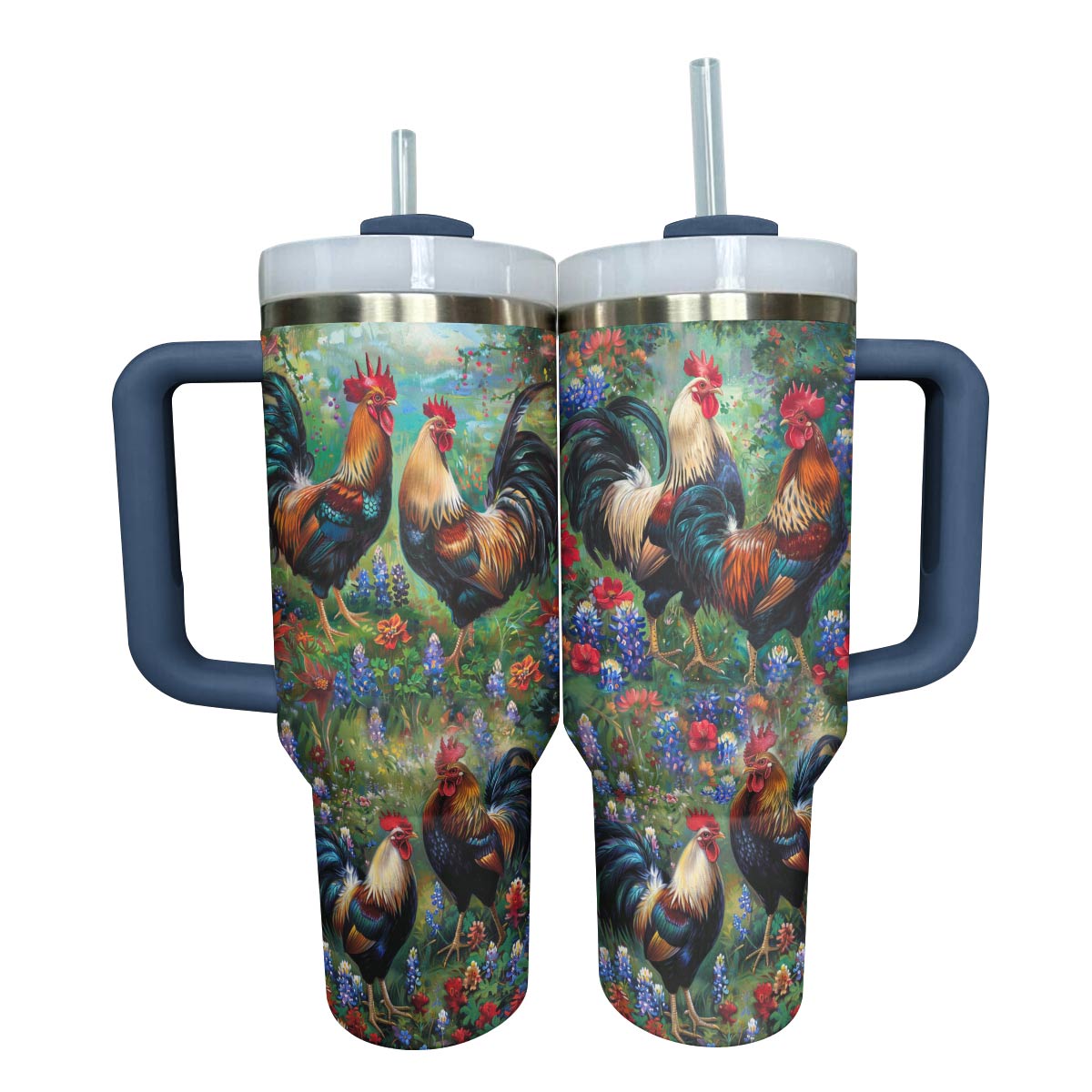 Chicken Custom Stanley Quencher 40oz Stainless Steel Tumbler With Handle
