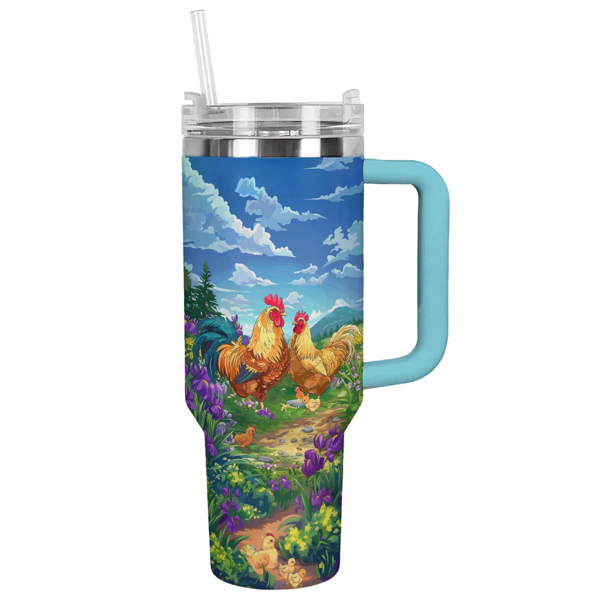 Chicken Custom Stanley Quencher 40oz Stainless Steel Tumbler With Handle