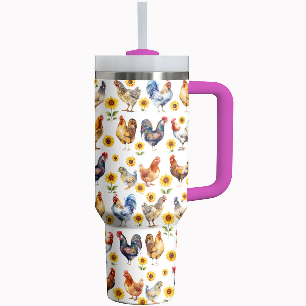 Chicken Custom Stanley Quencher 40oz Stainless Steel Tumbler With Handle