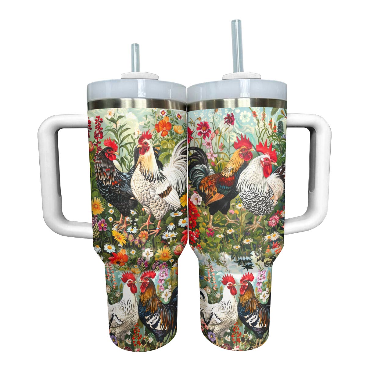 Chicken Custom Stanley Quencher 40oz Stainless Steel Tumbler With Handle