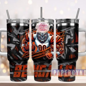 Cincinnati Bengals Custom Stanley Quencher 40oz Stainless Steel Tumbler With Handle