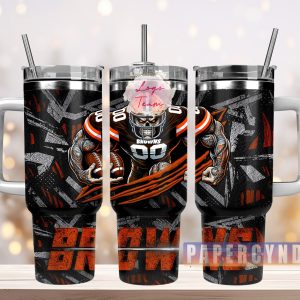 Cleveland Browns Custom Stanley Quencher 40oz Stainless Steel Tumbler With Handle