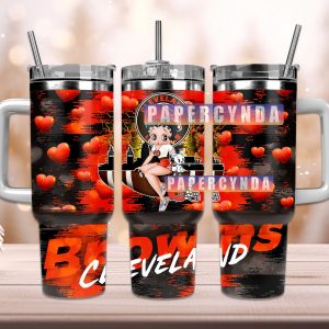Cleveland Browns Custom Stanley Quencher 40oz Stainless Steel Tumbler With Handle