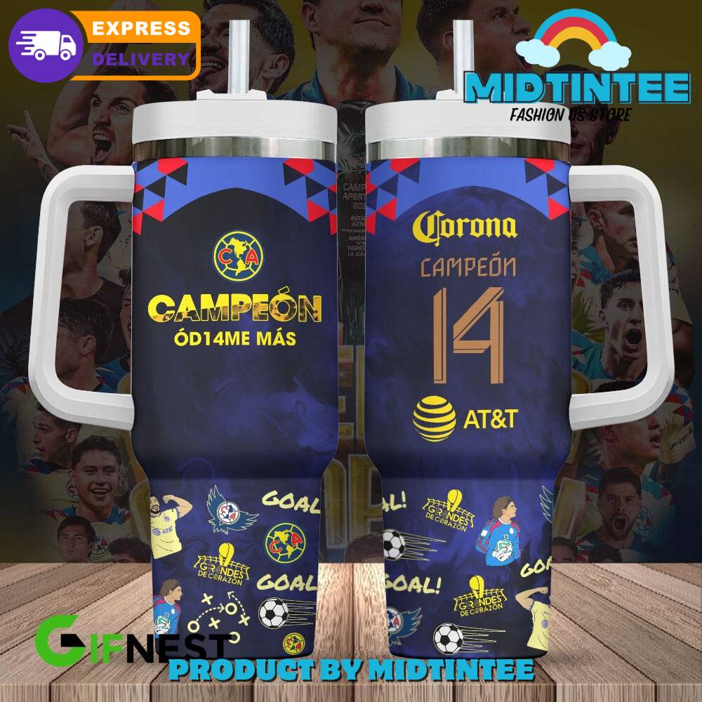 Club America Liga MX Champs Custom Stanley Quencher 40oz Stainless Steel Tumbler With Handle