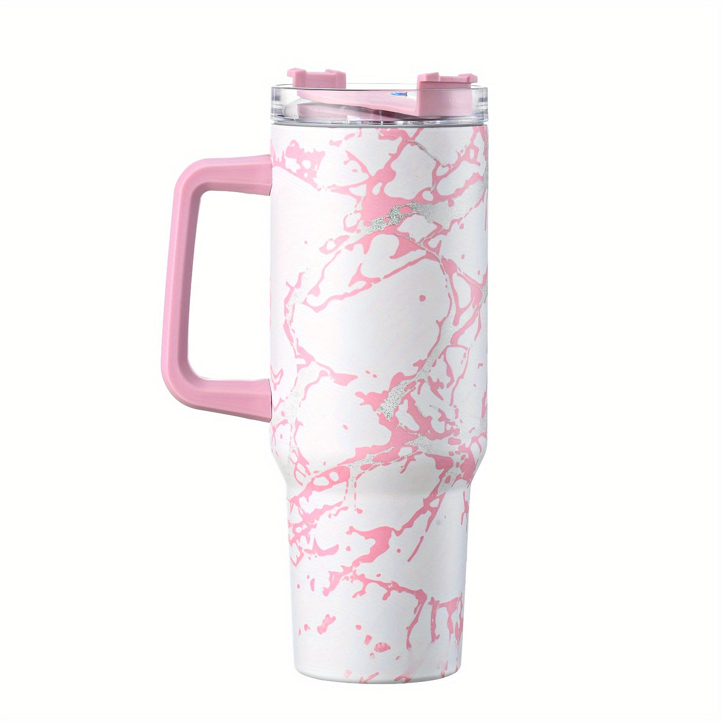 Colorful Marble Custom Stanley Quencher 40oz Stainless Steel Tumbler With Handle