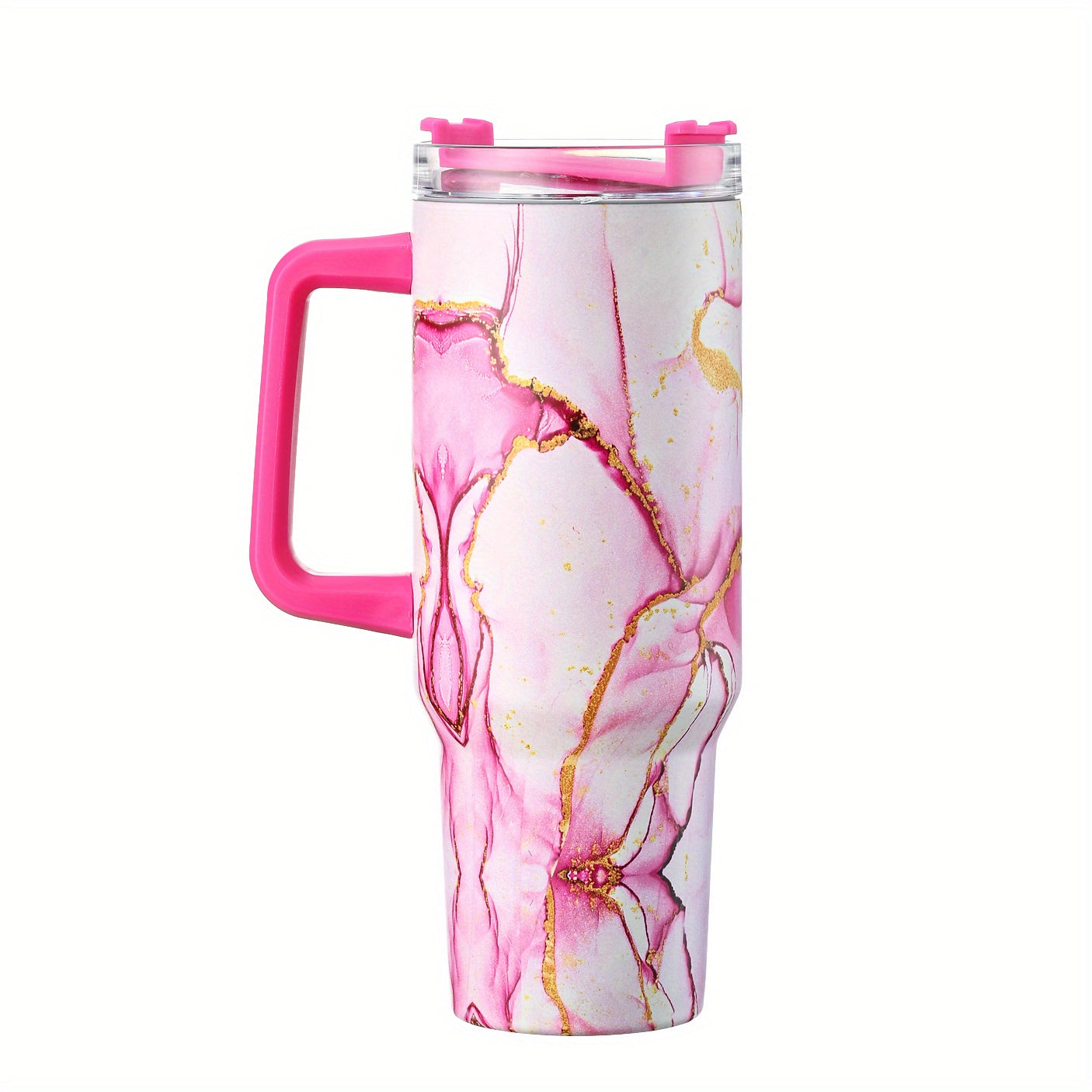 Colorful Marble Custom Stanley Quencher 40oz Stainless Steel Tumbler With Handle