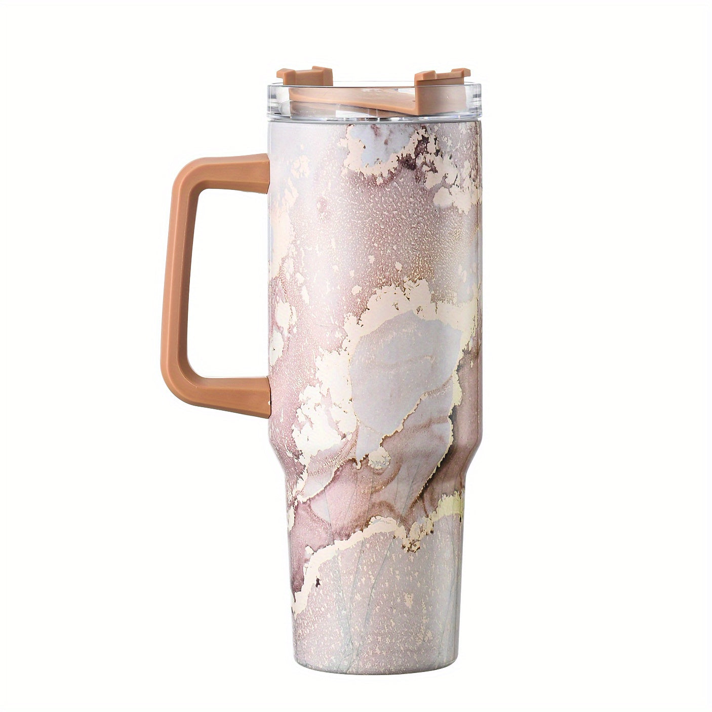 Colorful Marble Custom Stanley Quencher 40oz Stainless Steel Tumbler With Handle