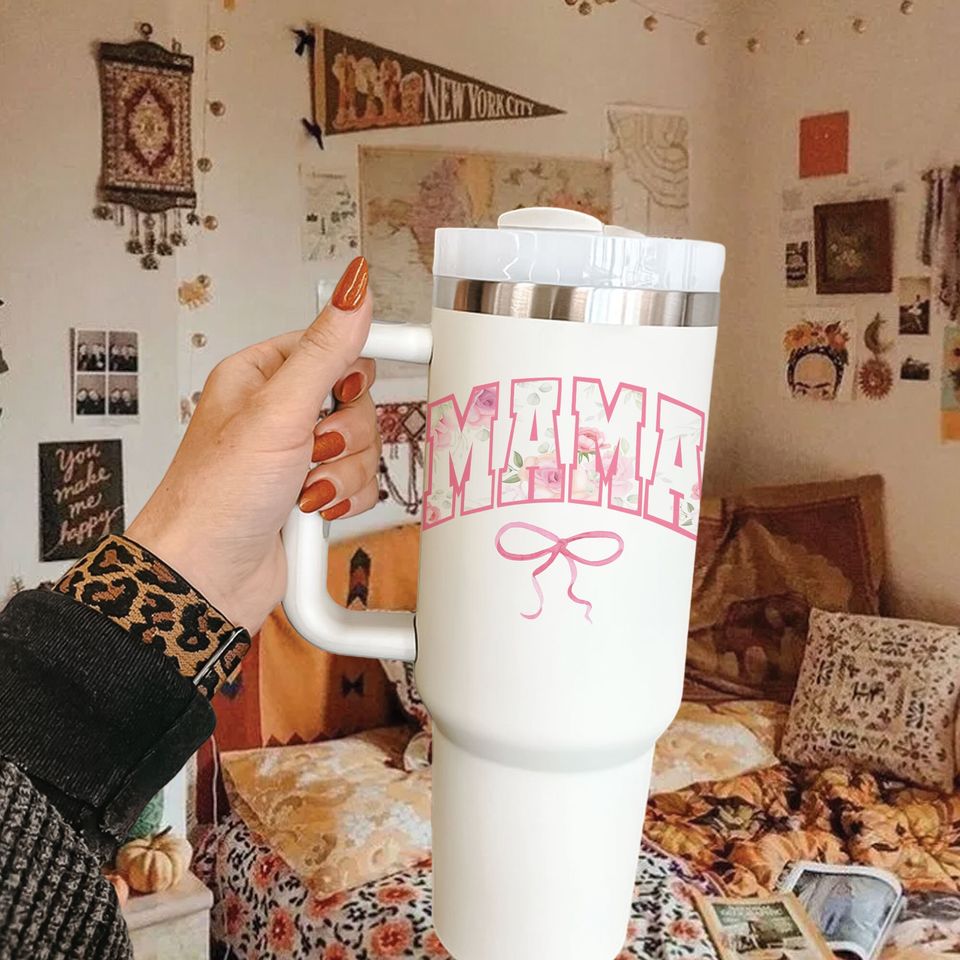 Coquette Mama Era Custom Stanley Quencher 40oz Stainless Steel Tumbler