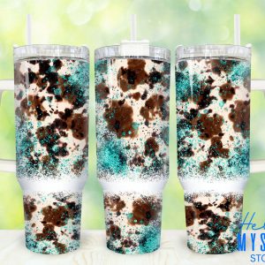 Cowhide Custom Stanley Quencher 40oz Stainless Steel Tumbler With Handle