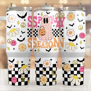 Cute Ghost Custom Stanley Quencher 40oz Stainless Steel Tumbler With Handle