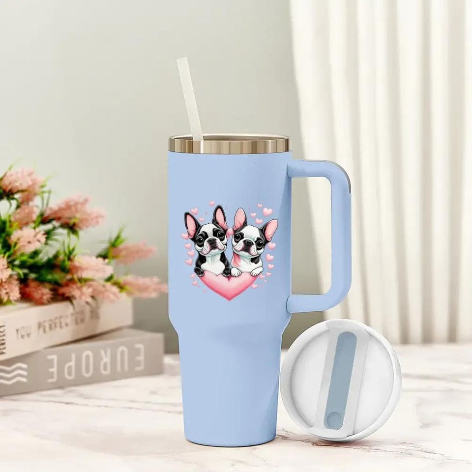 Cute Puppies Custom Stanley Quencher 40oz Stainless Steel Tumbler