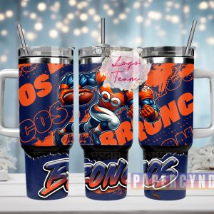 Denver Broncos Custom Stanley Quencher 40oz Stainless Steel Tumbler With Handle
