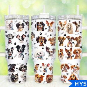 Dogs Custom Stanley Quencher 40oz Stainless Steel Tumbler With Handle