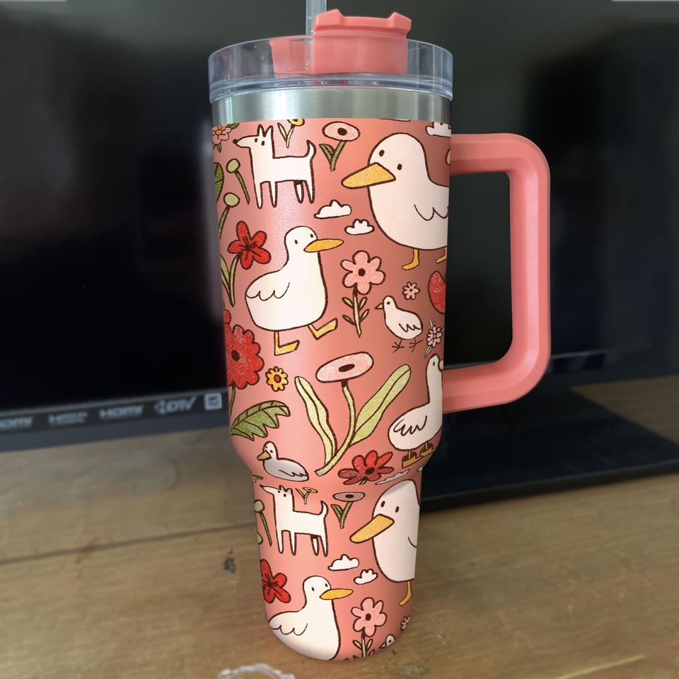 Duck Pattern Custom Stanley Quencher 40oz Stainless Steel Tumbler