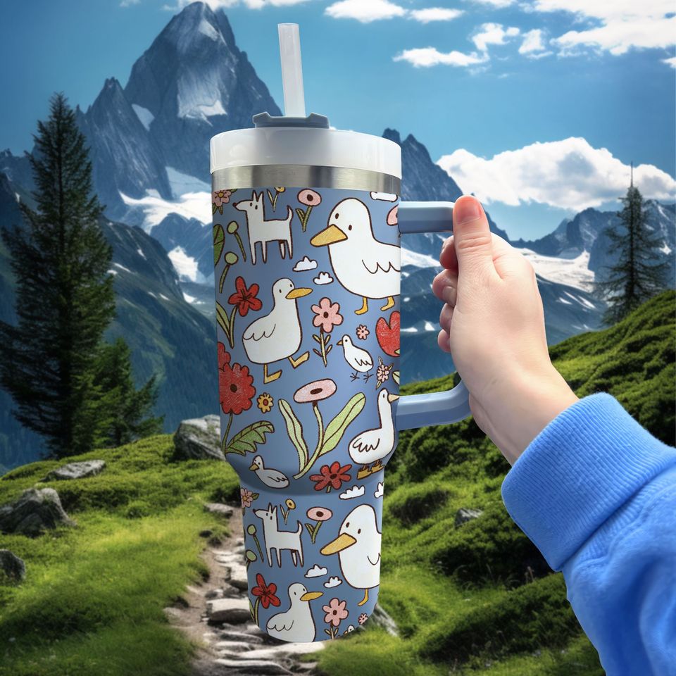 Duck Pattern Custom Stanley Quencher 40oz Stainless Steel Tumbler