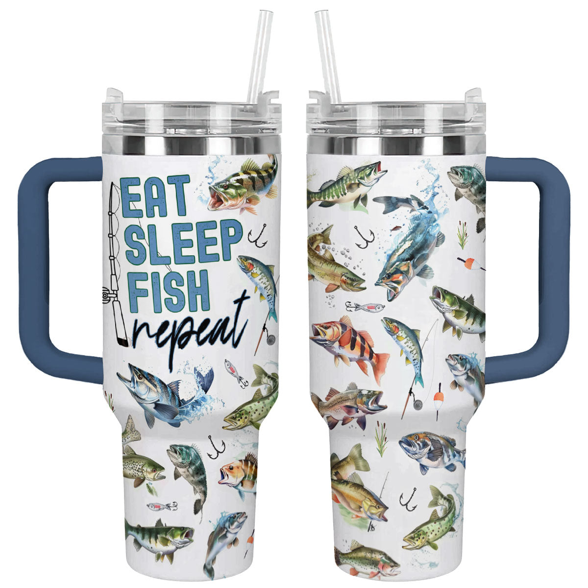 Fishing Custom Stanley Quencher 40oz Stainless Steel Tumbler With Handle