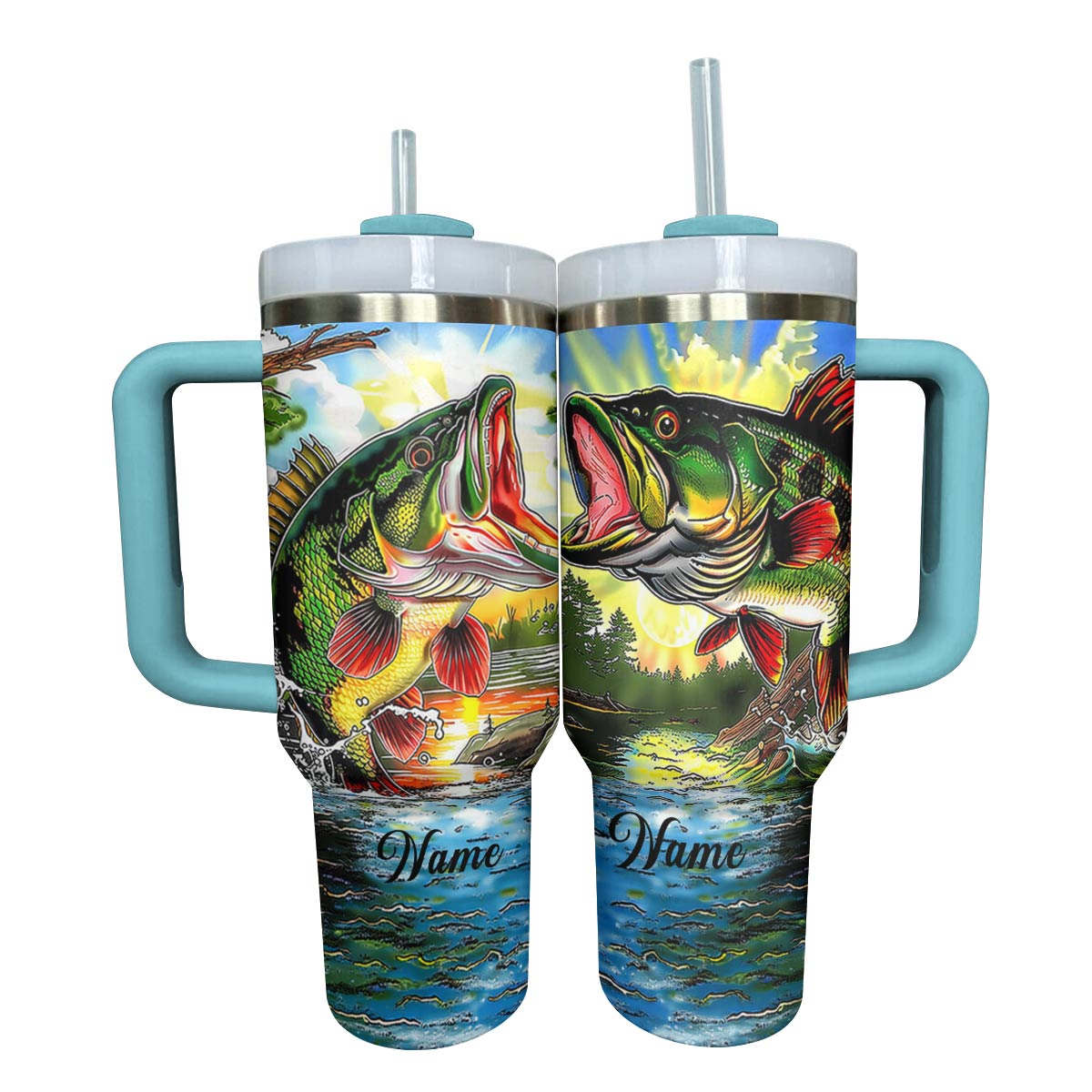 Fishing Custom Stanley Quencher 40oz Stainless Steel Tumbler With Handle