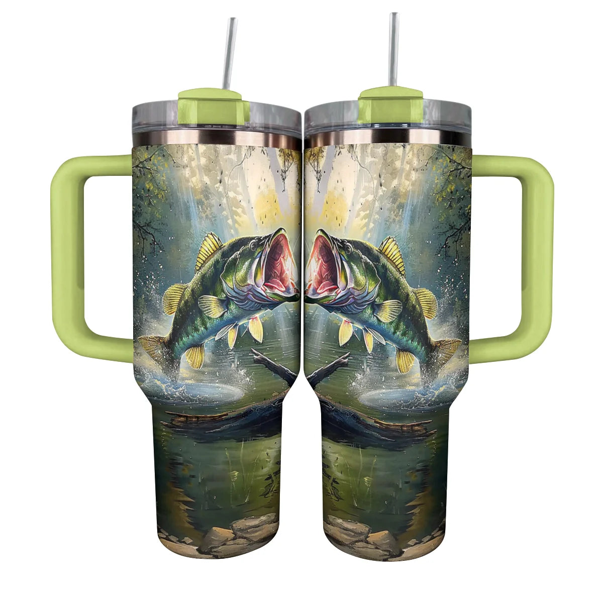 Fishing Custom Stanley Quencher 40oz Stainless Steel Tumbler With Handle