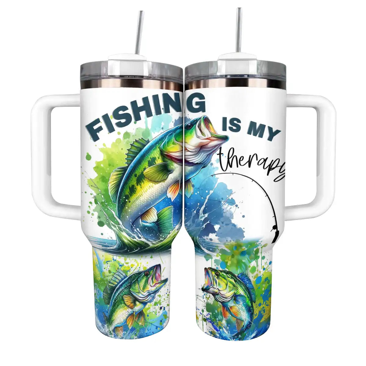 Fishing Custom Stanley Quencher 40oz Stainless Steel Tumbler With Handle