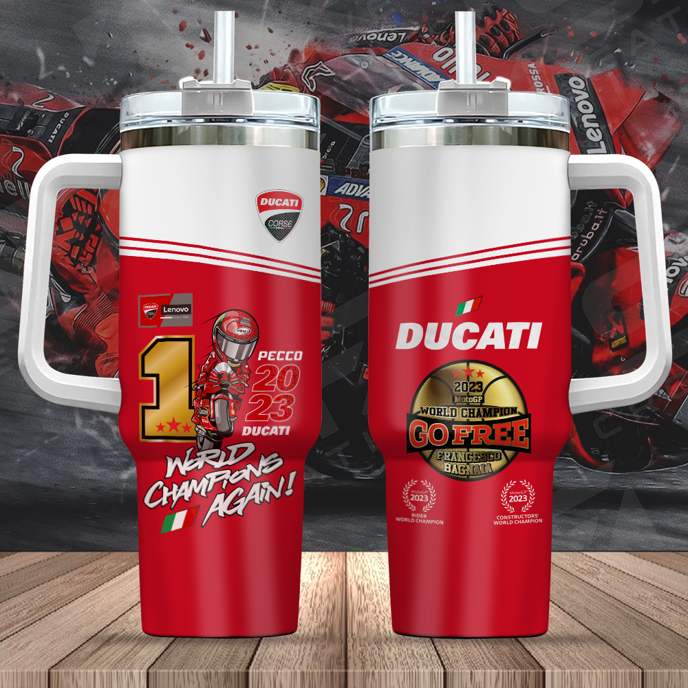 Francesco Bagnaia MotoGP Custom Stanley Quencher 40oz Stainless Steel Tumbler With Handle