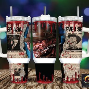 Freddy Krueger A Nightmare On Elm Street Movies Custom Stanley Quencher 40oz Stainless Steel Tumbler With Handle
