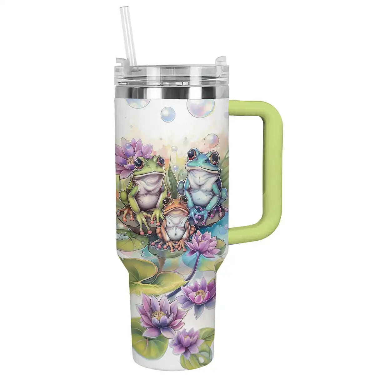 Frog Trio Custom Stanley Quencher 40oz Stainless Steel Tumbler With Handle