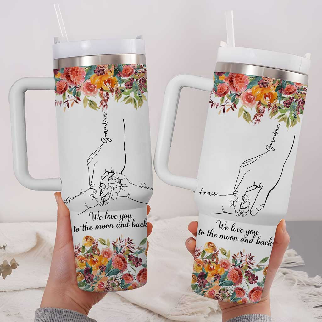 Grandma With Grandkids Custom Stanley Quencher 40oz Stainless Steel Tumbler