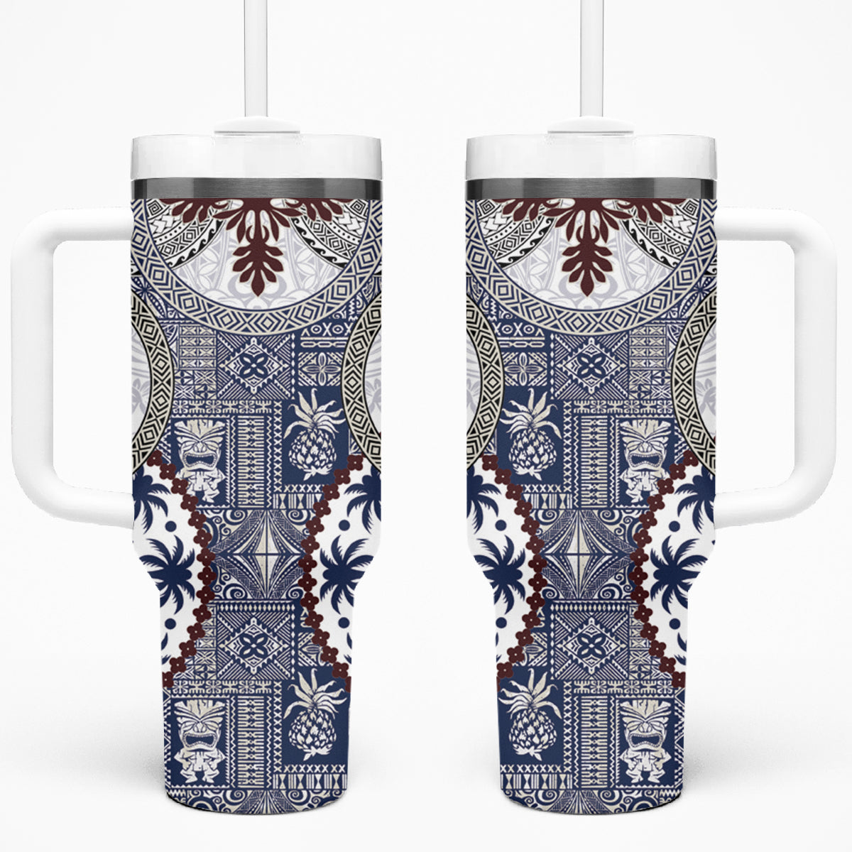 Hawaii Tumbler With Handle Barkcloth Pattern Vintage Style LT05Custom Stanley Quencher 40oz Stainless Steel Tumbler