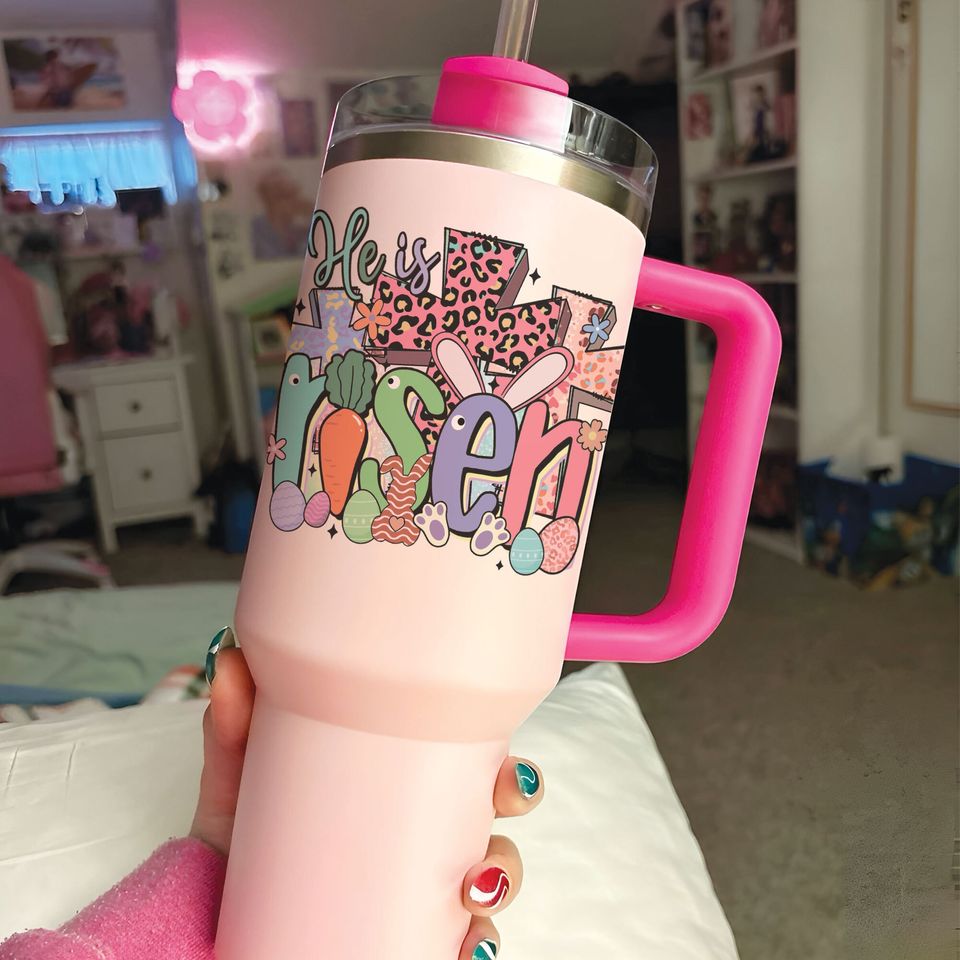 He is Risen Custom Stanley Quencher 40oz Stainless Steel Tumbler