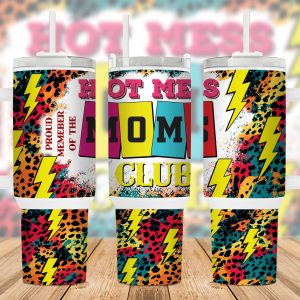 Hot Mess Moms Club Custom Stanley Quencher 40oz Stainless Steel Tumbler With Handle