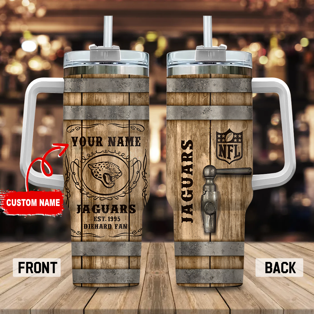 Jacksonville Jaguars NFL Diehard Fan Custom Stanley Quencher 40oz Stainless Steel Tumbler With Handle