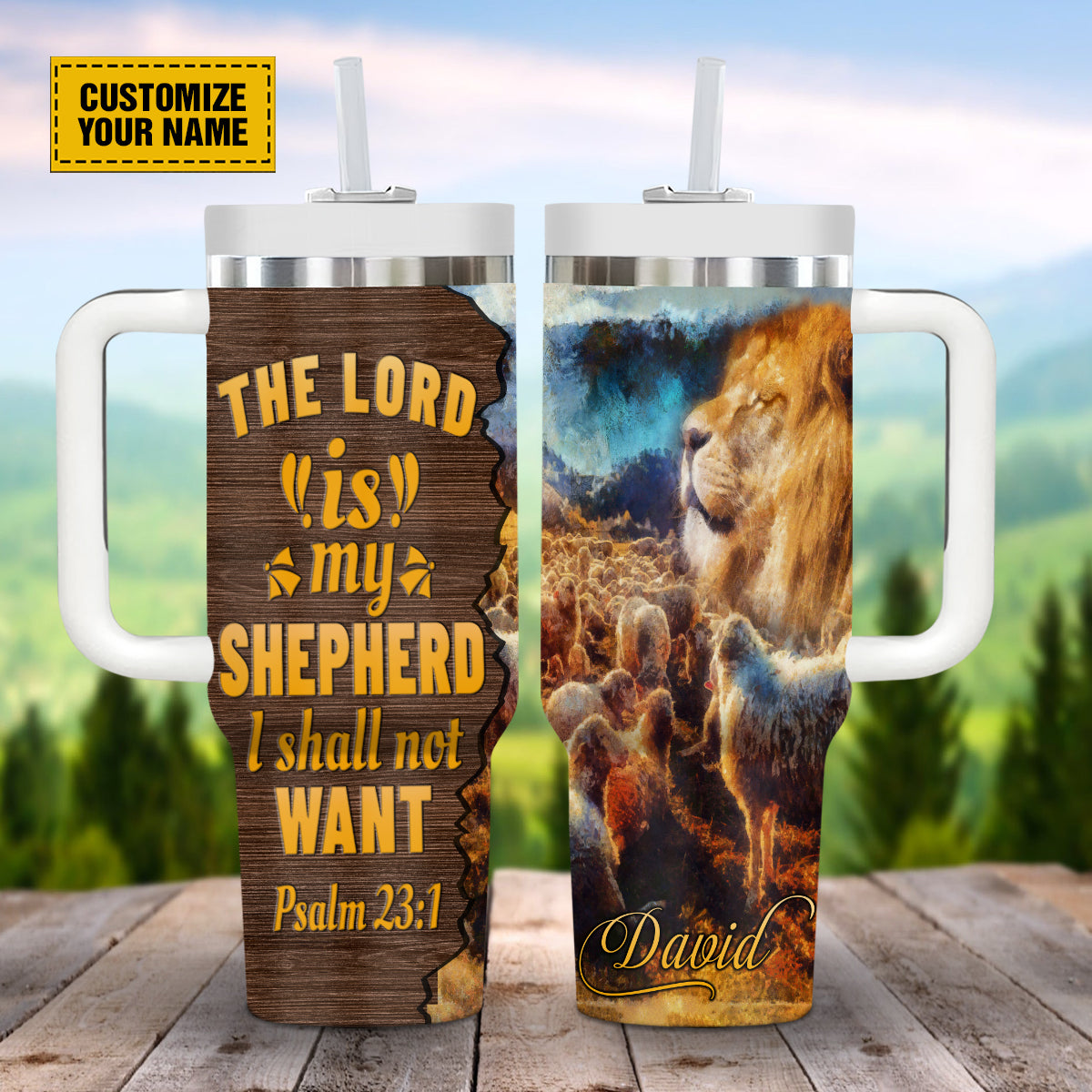 Jesus Lion Lamb Custom Stanley Quencher 40oz Stainless Steel Tumbler With Handle