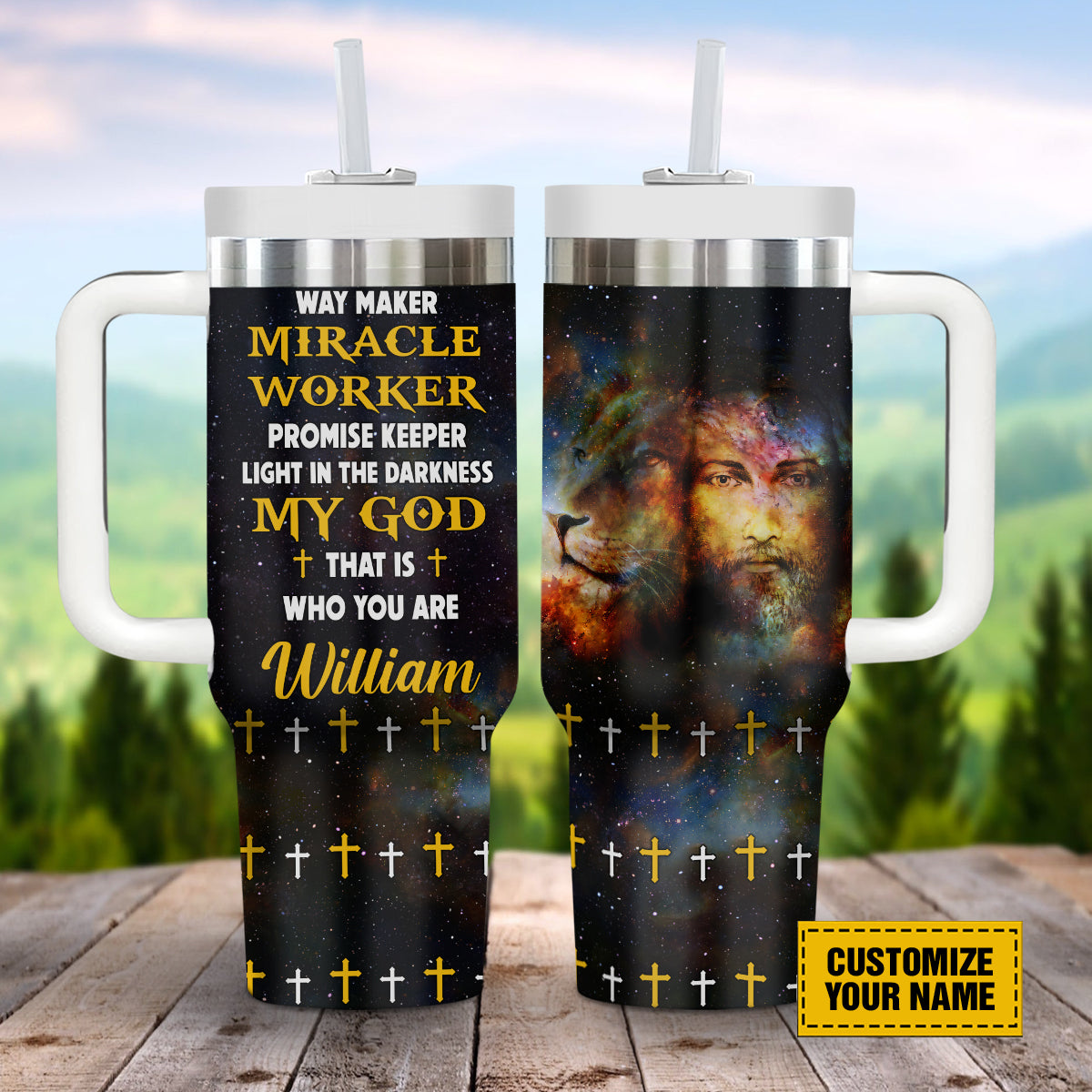 Jesus Lion Of Judah Custom Stanley Quencher 40oz Stainless Steel Tumbler With Handle