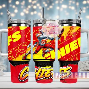 Kansas City Chiefs Custom Stanley Quencher 40oz Stainless Steel Tumbler With Handle